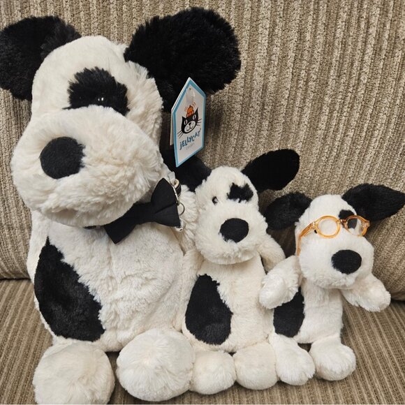 Jellycat Bashful Black and Cream Pup Trio - Picture 1 of 12